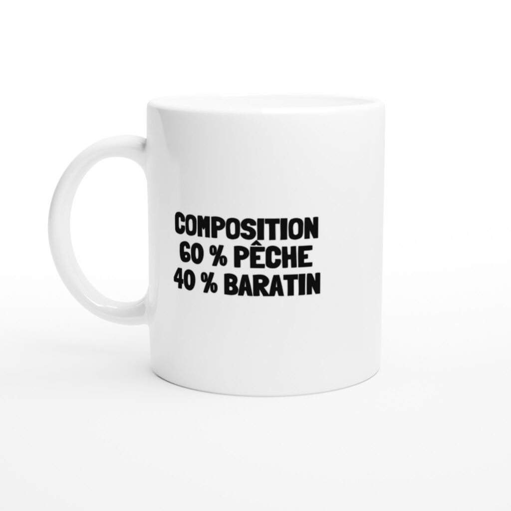 Mug rigolo composition 60 % pêche 40 % baratin