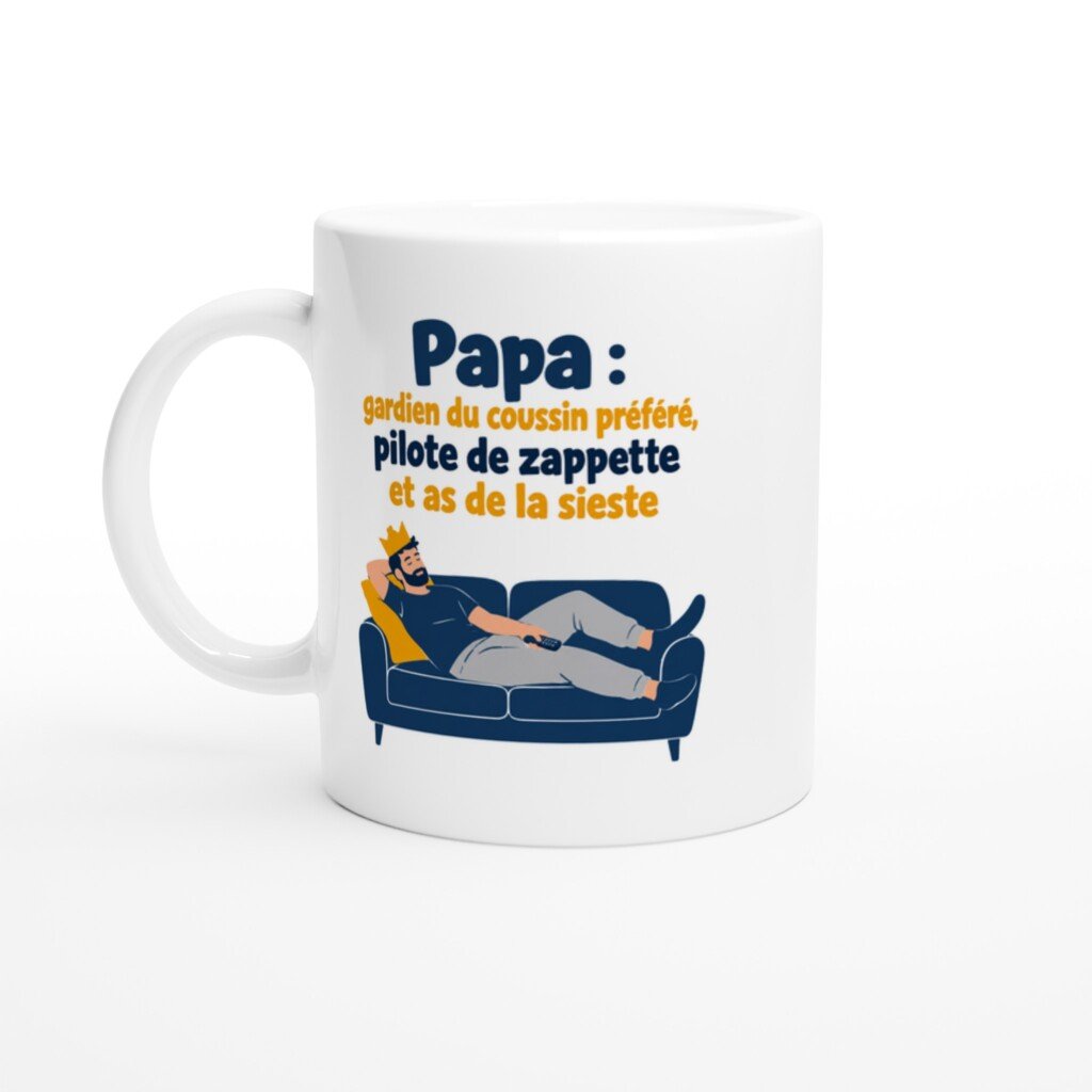 Mug rigolo papa Gardien du Coussin Préféré Pilote de Zappette et As de la Sieste